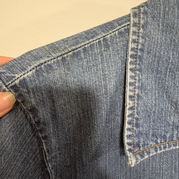 New York & Company Classic Blue Denim Shirt with Embroidery XL - Picture 5 of 5